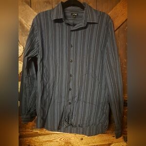 Apt 9 Medium Blue Striped Button-Up Shirt🎱